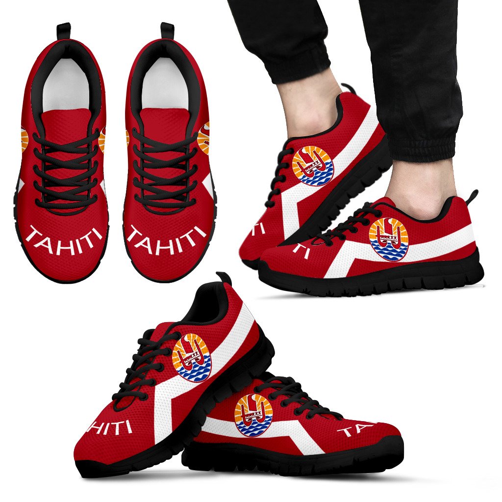 Tahiti Sneakers - Tahiti FLag Style Unisex Black - Polynesian Pride