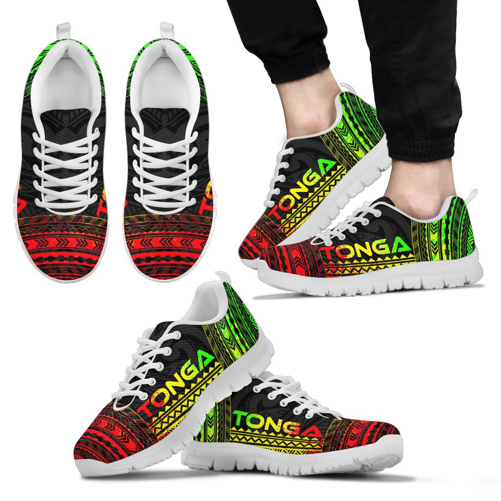 Tonga Sneakers - Tonga Polynesian Chief Tattoo Reggae Version Unisex White - Polynesian Pride