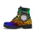 Northern Mariana Islands Leather Boots - Rainbow Polynesian Pattern - Polynesian Pride