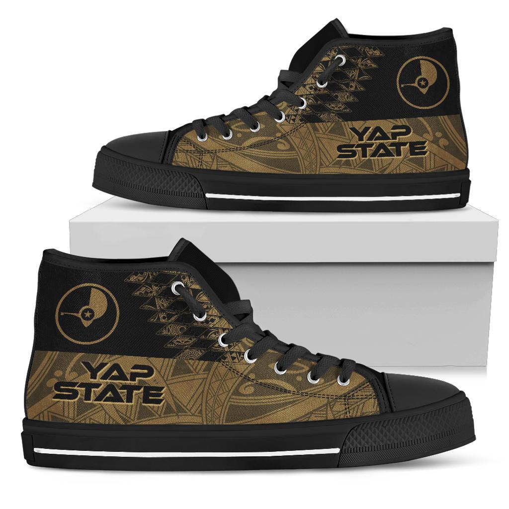 Yap State High Top Shoes - Gold Color Symmetry Style Unisex White - Polynesian Pride