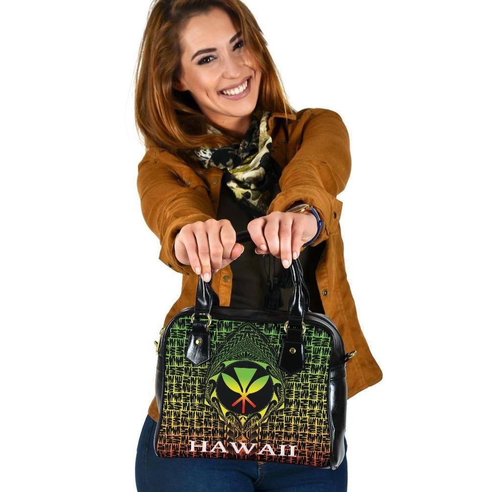 Hawaii Shoulder Handbag - Kanaka Maoli Rocket Style (Reggae) One Size Black - Polynesian Pride