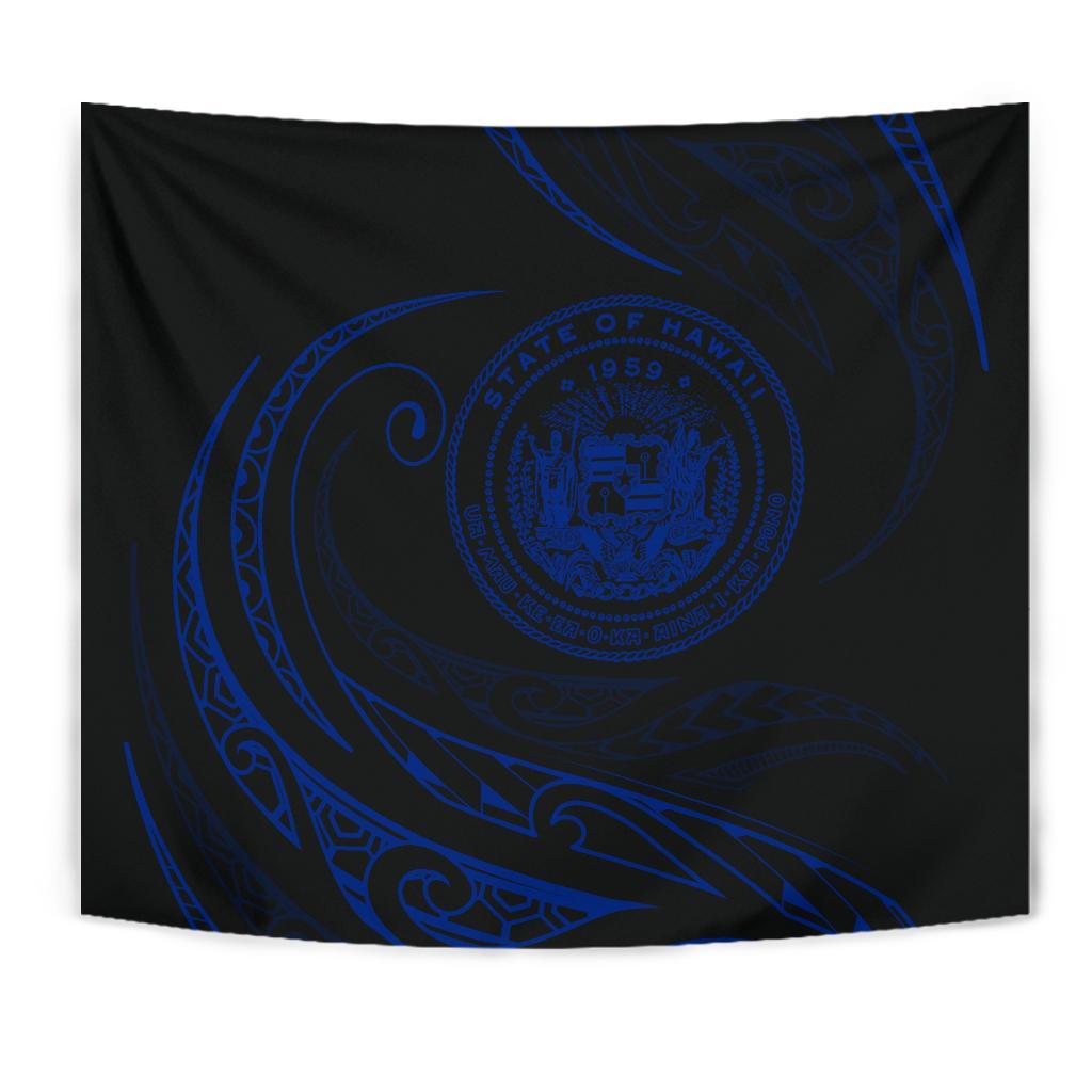 Hawaii Coat Of Arms Tapestry - Blue - Frida Style - Polynesian Pride