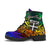 Fiji Custom Personalised Leather Boots - Rainbow Polynesian Pattern - Polynesian Pride