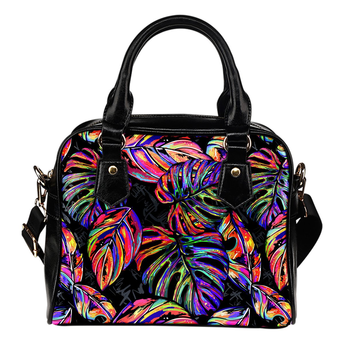 Palm Leaves Shoulder Handbag - Neon Color One Size Neon - Polynesian Pride