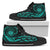 Hawaii State Tattoo Swirly Turquoise Polynesian High Top Shoes Womens High Top Black - Polynesian Pride