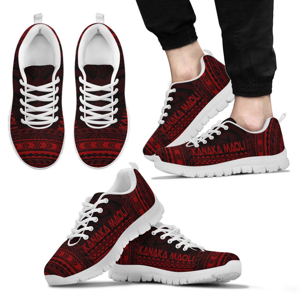 Kanaka Maoli Sneakers - Kanaka Maoli Polynesian Chief Tattoo Deep Red Version - Polynesian Pride