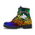 Papua New Guinea Custom Personalised Leather Boots - Rainbow Polynesian Pattern - Polynesian Pride