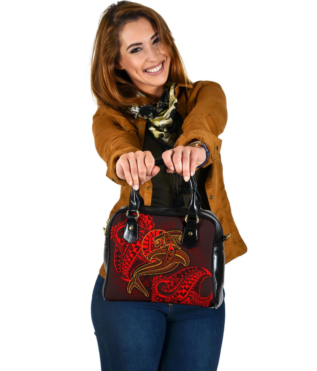 Tahiti Shoulder Handbag - Red Shark Polynesian Tattoo - Polynesian Pride