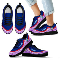 Guam Wave Sneakers - Polynesian Pattern White Purple Color Kid's Sneakers - Black - Guam Black - Polynesian Pride