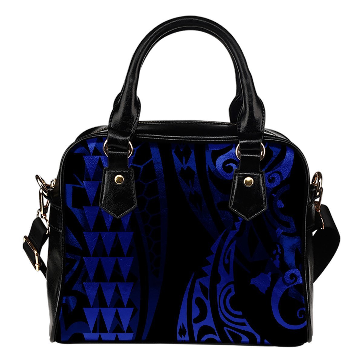 Hawaii Kakau Blue Polynesian Shoulder Handbag One Size Blue - Polynesian Pride