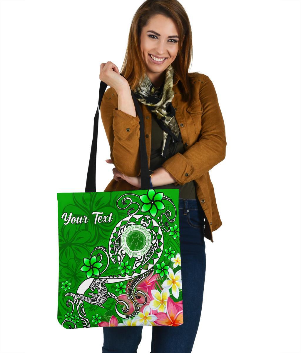 CNMI (Custom Personalised) Tote Bags - Turtle Plumeria (Green) Tote Bag One Size Art - Polynesian Pride