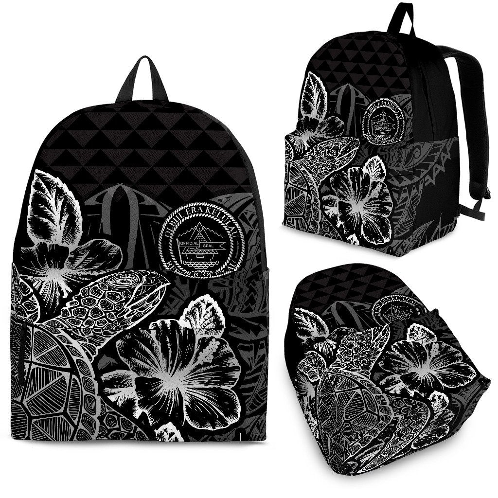 Palau Polynesian Backpack Turtle Hibiscus Black Black - Polynesian Pride