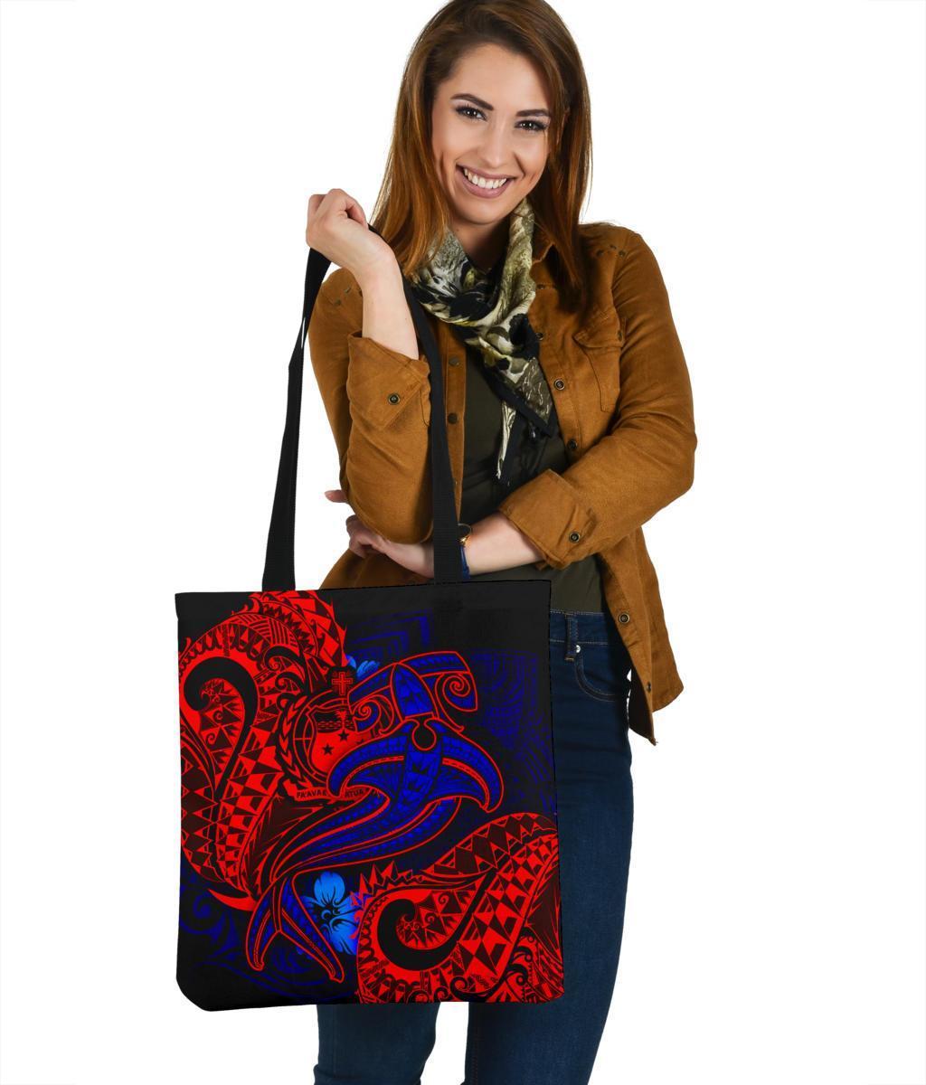 Samoa Tote Bags - Blue Shark Polynesian Tattoo Tote Bag One Size Blue - Polynesian Pride