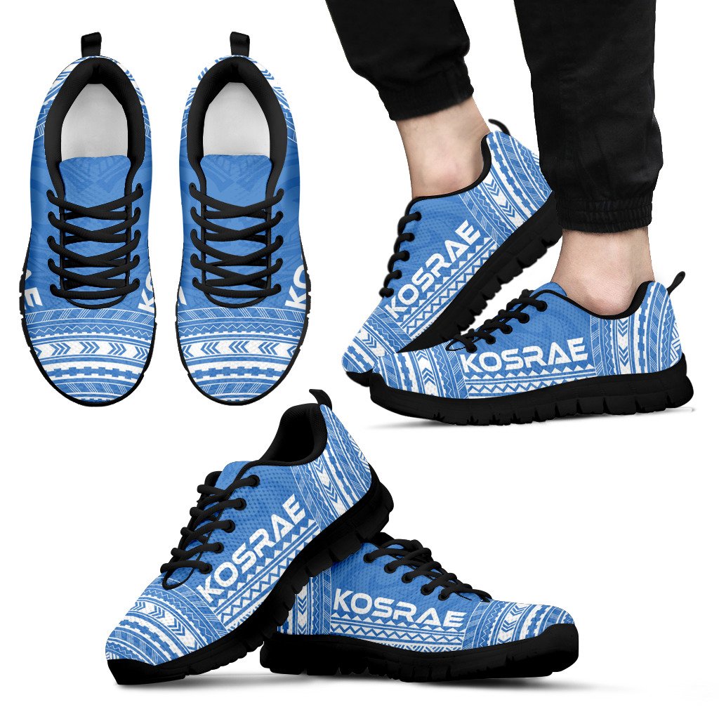 Kosrae Sneakers - Kosrae Polynesian Chief Tattoo Light Blue Version Unisex Black - Polynesian Pride