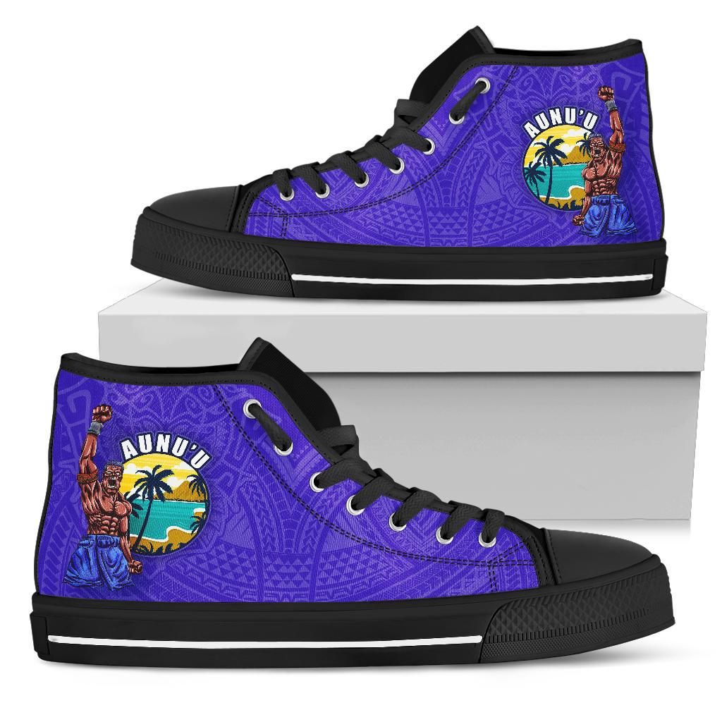 American Samoa Polynesian High Top Shoes - Aunu'u Island Unisex Black - Polynesian Pride