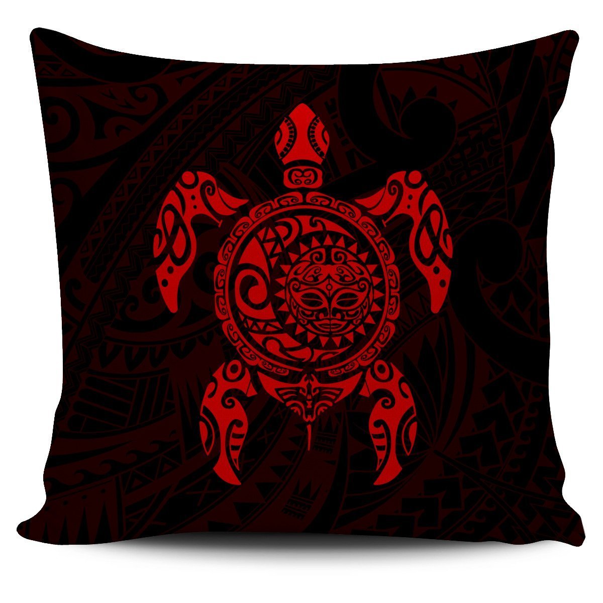 Turtle Maori Tattoo Pillow Cover Red - Polynesian Pride