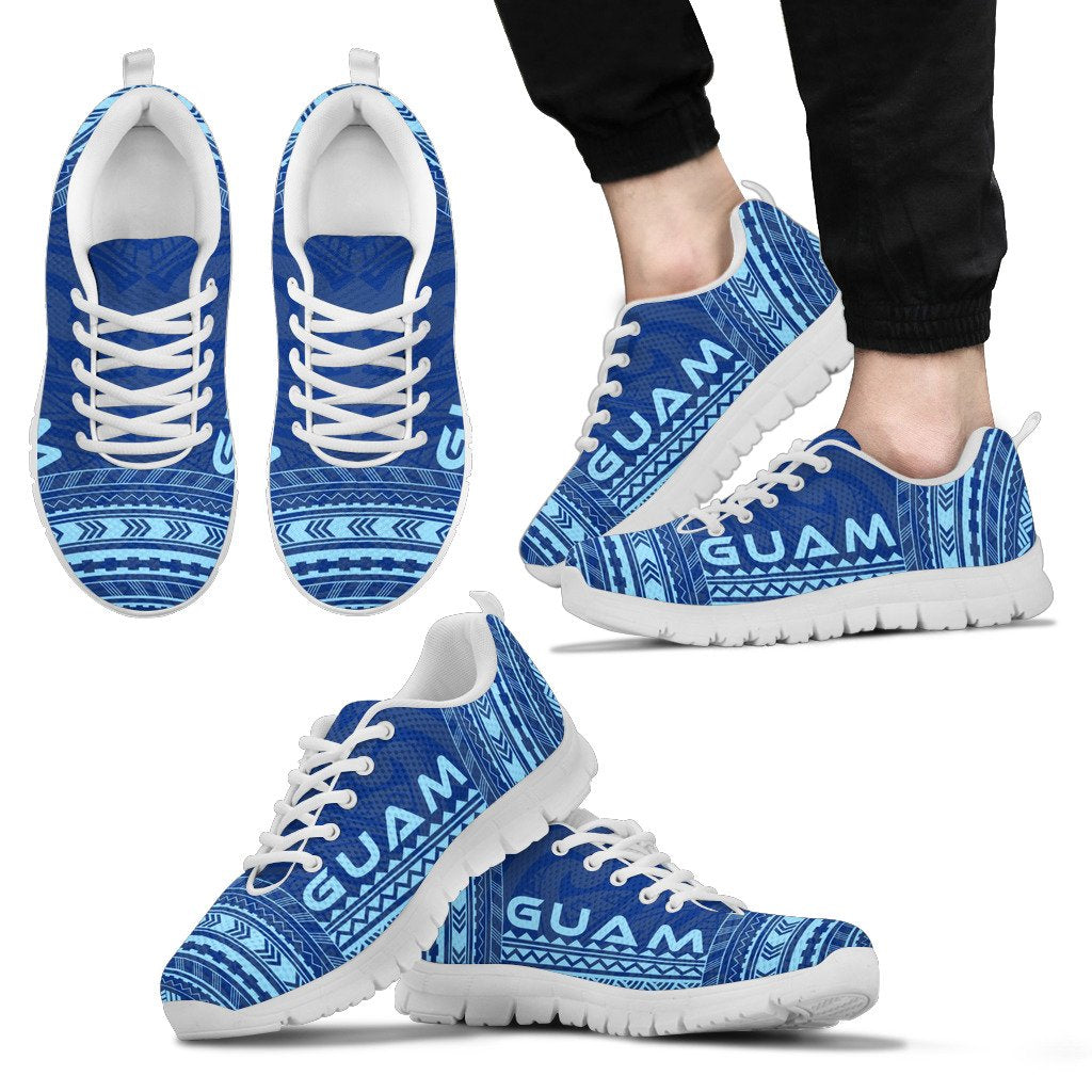 Guam Sneakers - Guam Polynesian Chief Tattoo Blue Version - Polynesian Pride