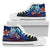 American Samoa High Top Shoes Blue - Vintage Tribal Mountain Unisex White - Polynesian Pride