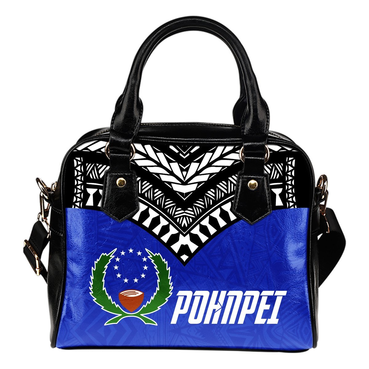 Pohnpei Flag Shoulder Handbag Micronesian Pattern One Size Blue - Polynesian Pride