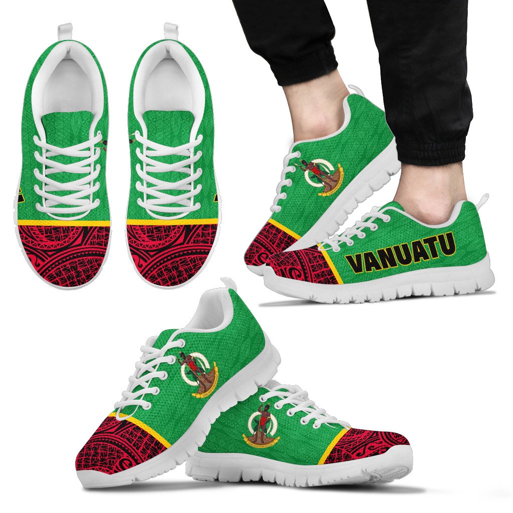 Vanuatu Sneakers - Vanuatu Coat Of Arms Melanesian Style Unisex White - Polynesian Pride