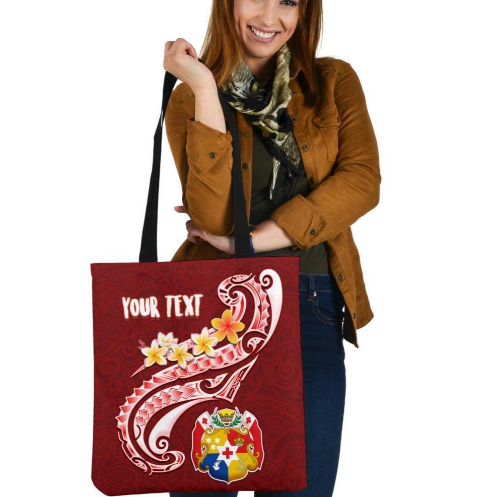 Tonga Personalised Tote Bags - Tonga Coat Of Arms With Polynesian Patterns Tote Bag One Size Red - Polynesian Pride