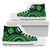 Wallis and Futuna High Canvas Top Shoes - Green Tentacle Turtle Unisex White - Polynesian Pride