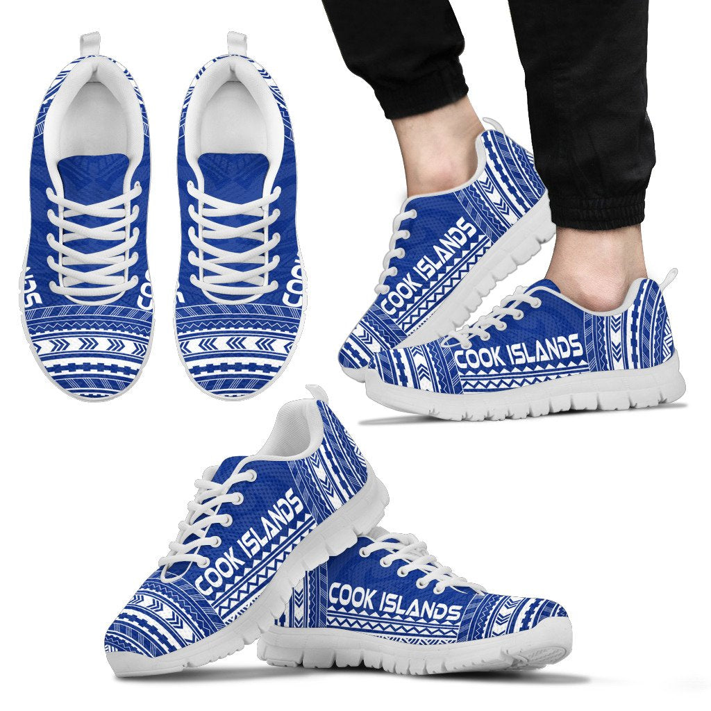 Cook Islands Sneakers - Cook Islands Polynesian Chief Tattoo Blue Version - Polynesian Pride