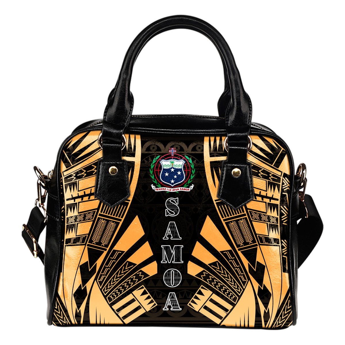 Samoa Shoulder Handbag - Polynesian Tattoo Gold One Size Gold - Polynesian Pride