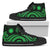 Nauru High Top Canvas Shoes - Green Tentacle Turtle Unisex Black - Polynesian Pride