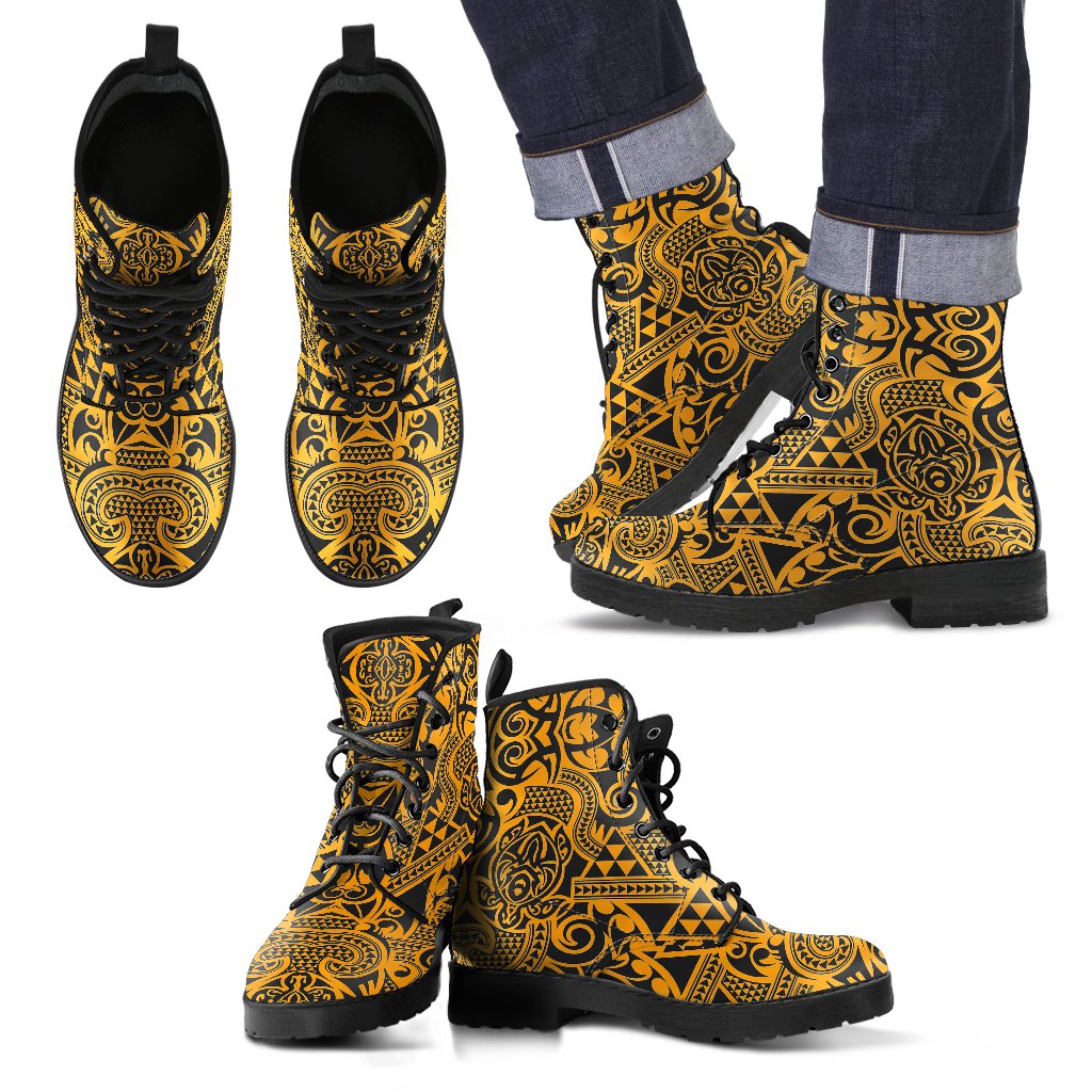 Polynesian Leather Boots Yellow Black Yellow Black - Polynesian Pride