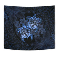 hawaiiTapestry - Turtle Strong Pattern Hibiscus Plumeria Blue AH - Polynesian Pride