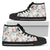 Hawaiian Shoes - Tropical Pattern With Orchids, Leaves And Gold Chains. High Top Shoes Womens High Top Black - Polynesian Pride