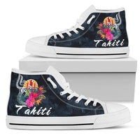 Tahiti Polynesian High Top Shoes - Tropical Flower Unisex White - Polynesian Pride