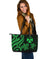 Wallis and Futuna Large Leather Tote - Green Tentacle Turtle Green - Polynesian Pride