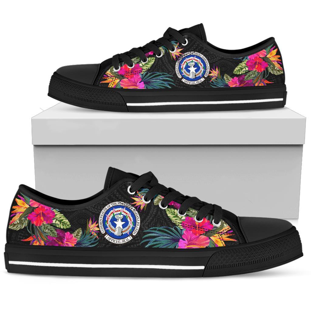 Northern Mariana Islands Low Top Shoe - Hibiscus Polynesian Pattern - Polynesian Pride