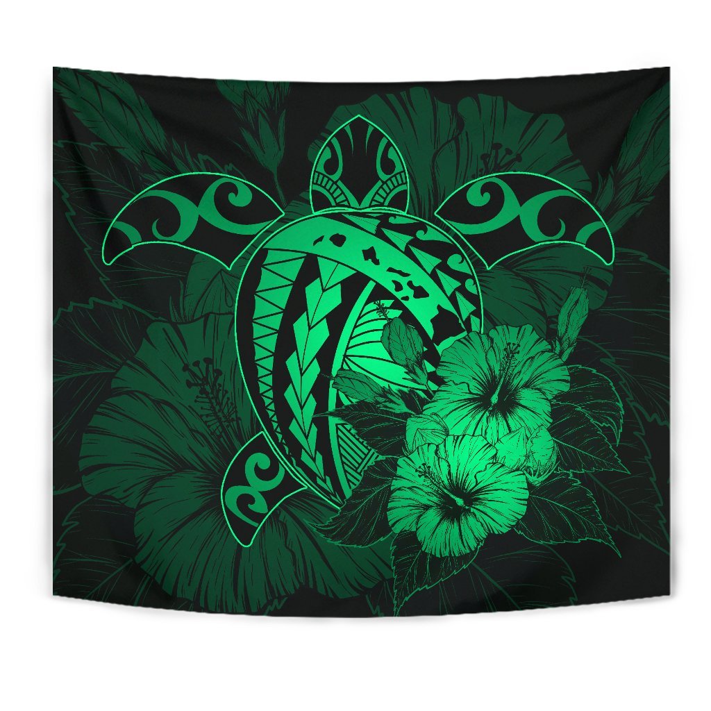 Hawaii Hibiscus Tapestry - Harold Turtle - Pastel Green - Polynesian Pride