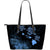 Hawaii Hibiscus Map Polynesian Ancient Blue Turtle Large Leather Tote Blue - Polynesian Pride