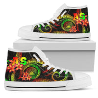 American Samoa Polynesian High Top Shoes - Reggae Plumeria Unisex White - Polynesian Pride