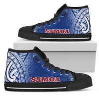 Samoa High Top Shoes - Polynesian Fog Blue Unisex White - Polynesian Pride