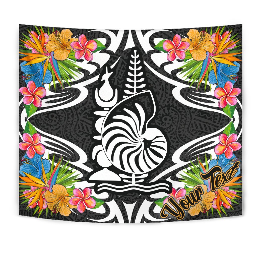 New Caledonia Coat Of Arms Tapestrys - Custom Personalised Tropical Flowers Style - Polynesian Pride