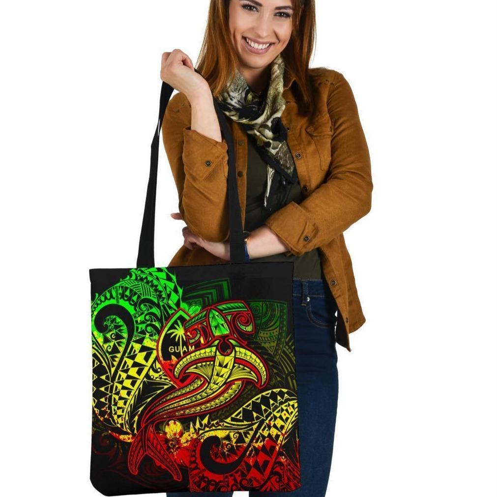 Guam Polynesian Tote Bags - Reggae Shark Polynesian Tattoo Tote Bag One Size Reggae - Polynesian Pride