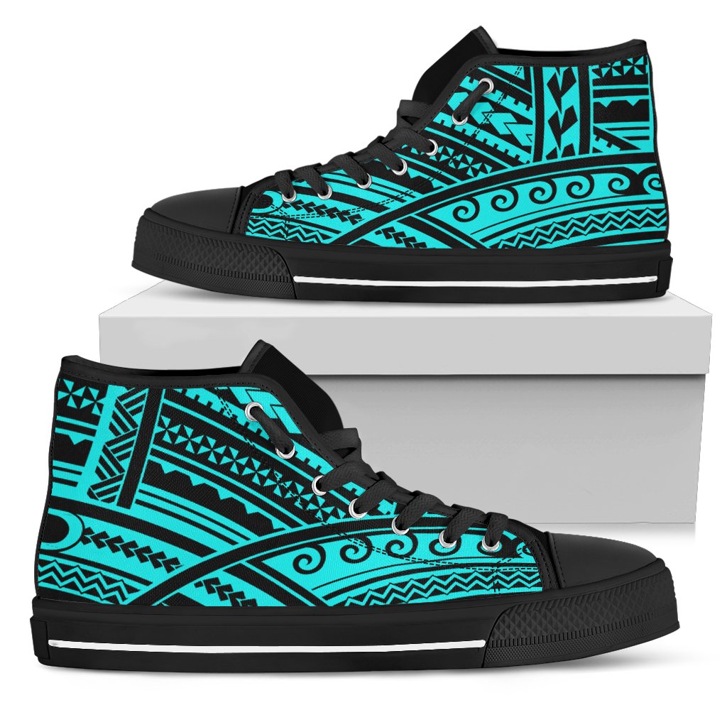 Polynesian Tribal High Top Shoes Unisex White - Polynesian Pride