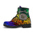 American Samoa Custom Personalised Leather Boots - Rainbow Polynesian Pattern - Polynesian Pride