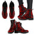 Gambier Islands Leather Boots - Polynesian Tattoo Red - Polynesian Pride