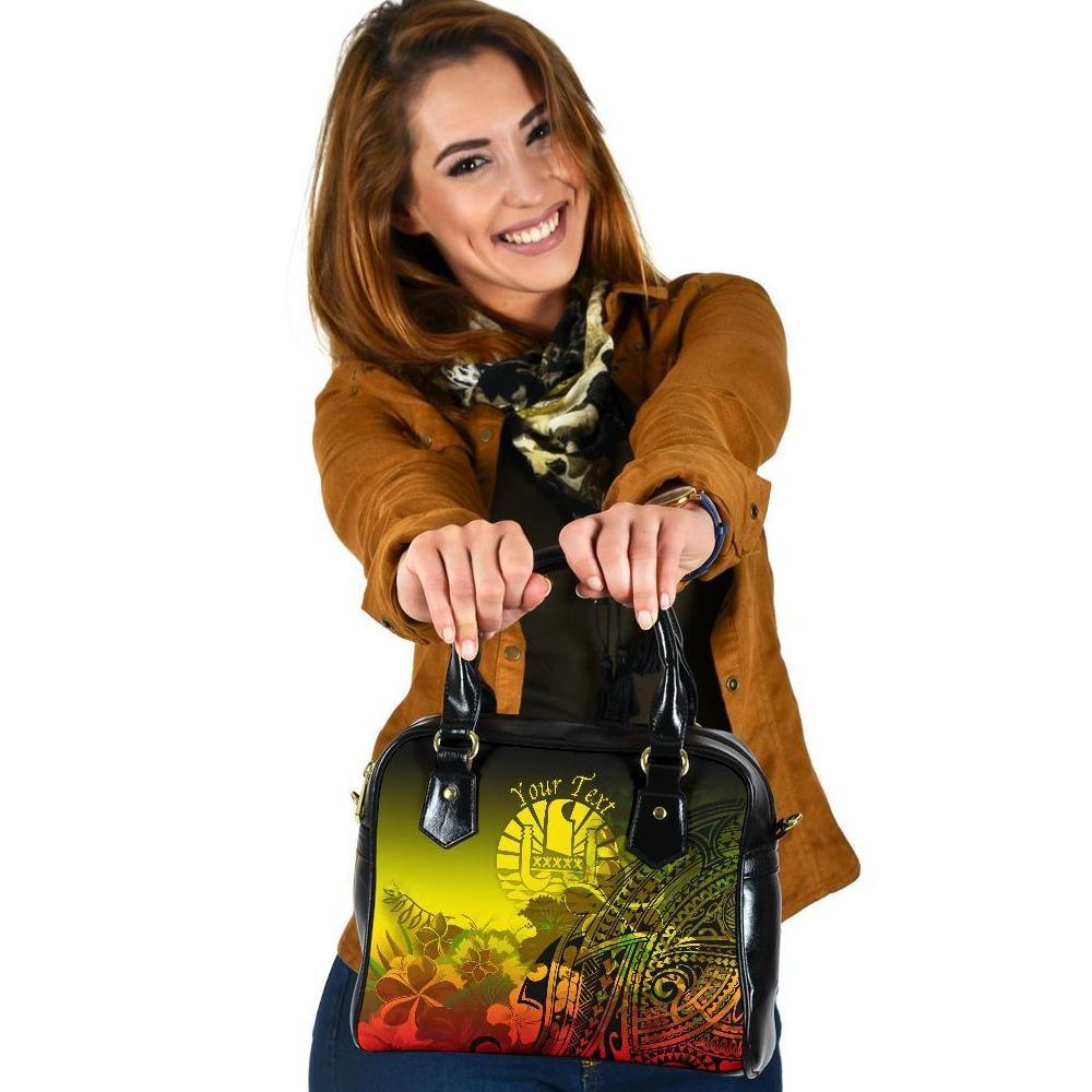 Tahiti Custom Personalised Shoulder Handbag - Humpback Whale with Tropical Flowers (Yellow) One Size Yellow - Polynesian Pride