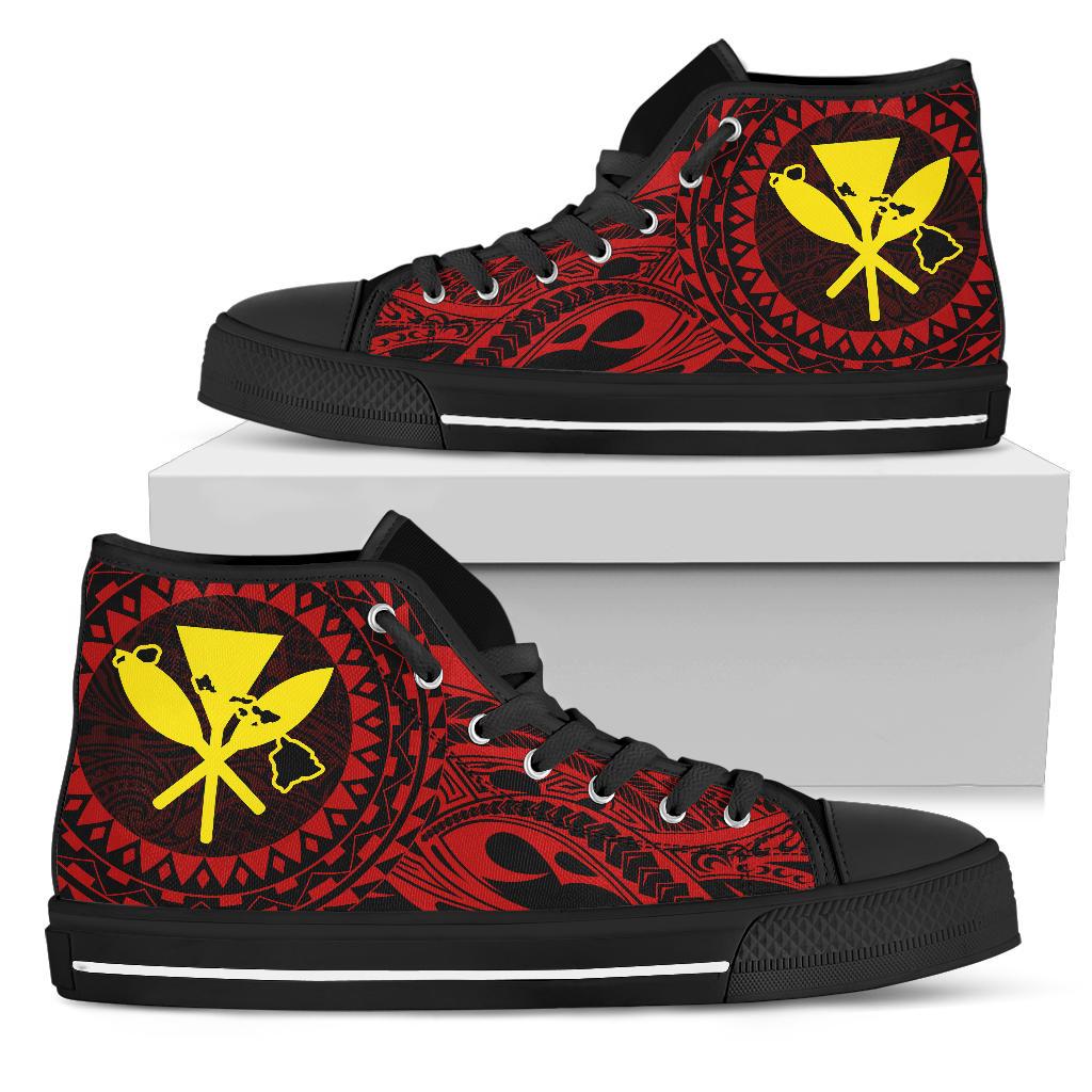 Hawaii Kanaka Map Polynesian High Top Shoes - TT Style Black - Polynesian Pride