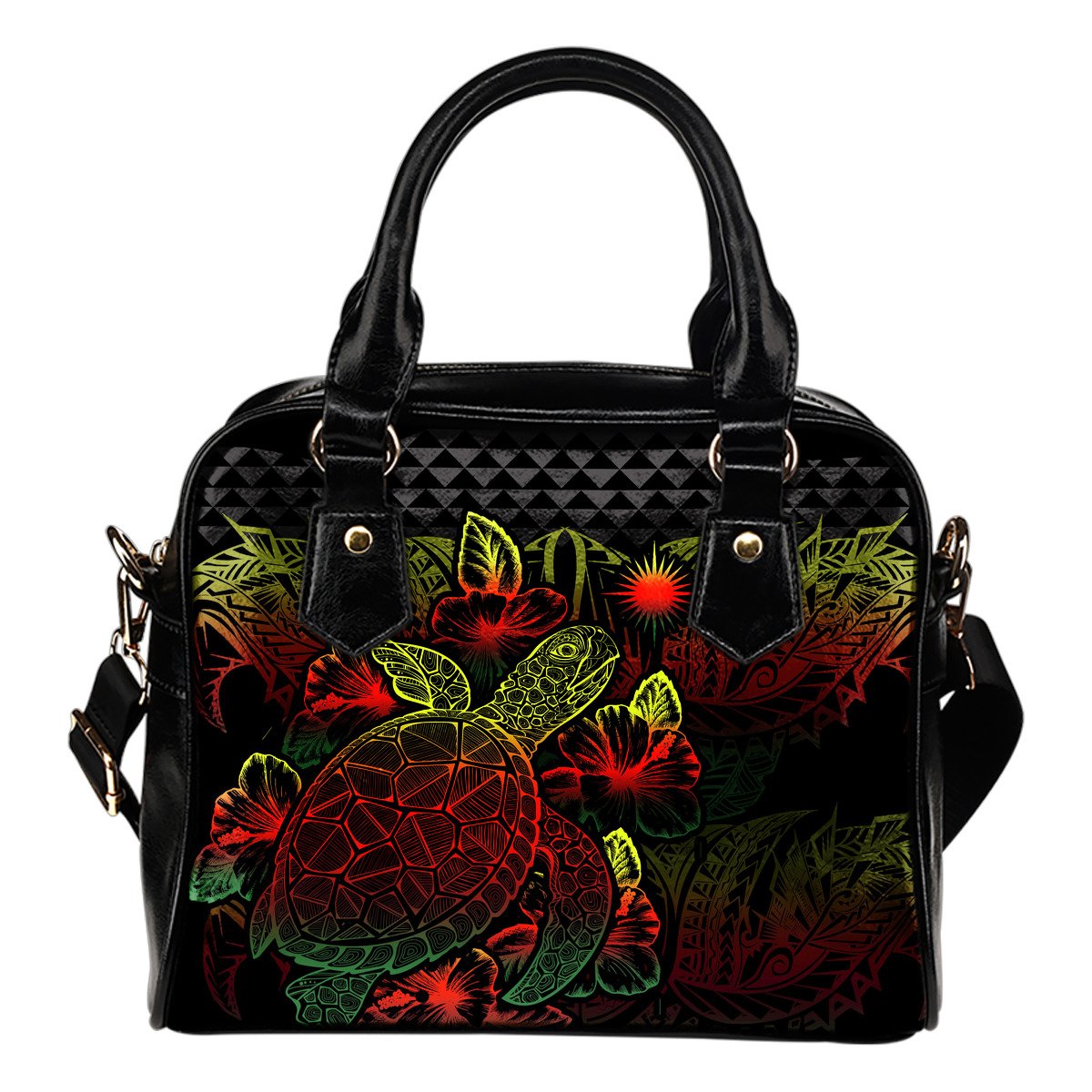 Marshall Islands Polynesian Shoulder Handbag Turtle Hibiscus Reggae One Size Reggae - Polynesian Pride