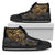 Guam Polynesian High Top Shoes - Gold Turtle Flowing Unisex Black - Polynesian Pride