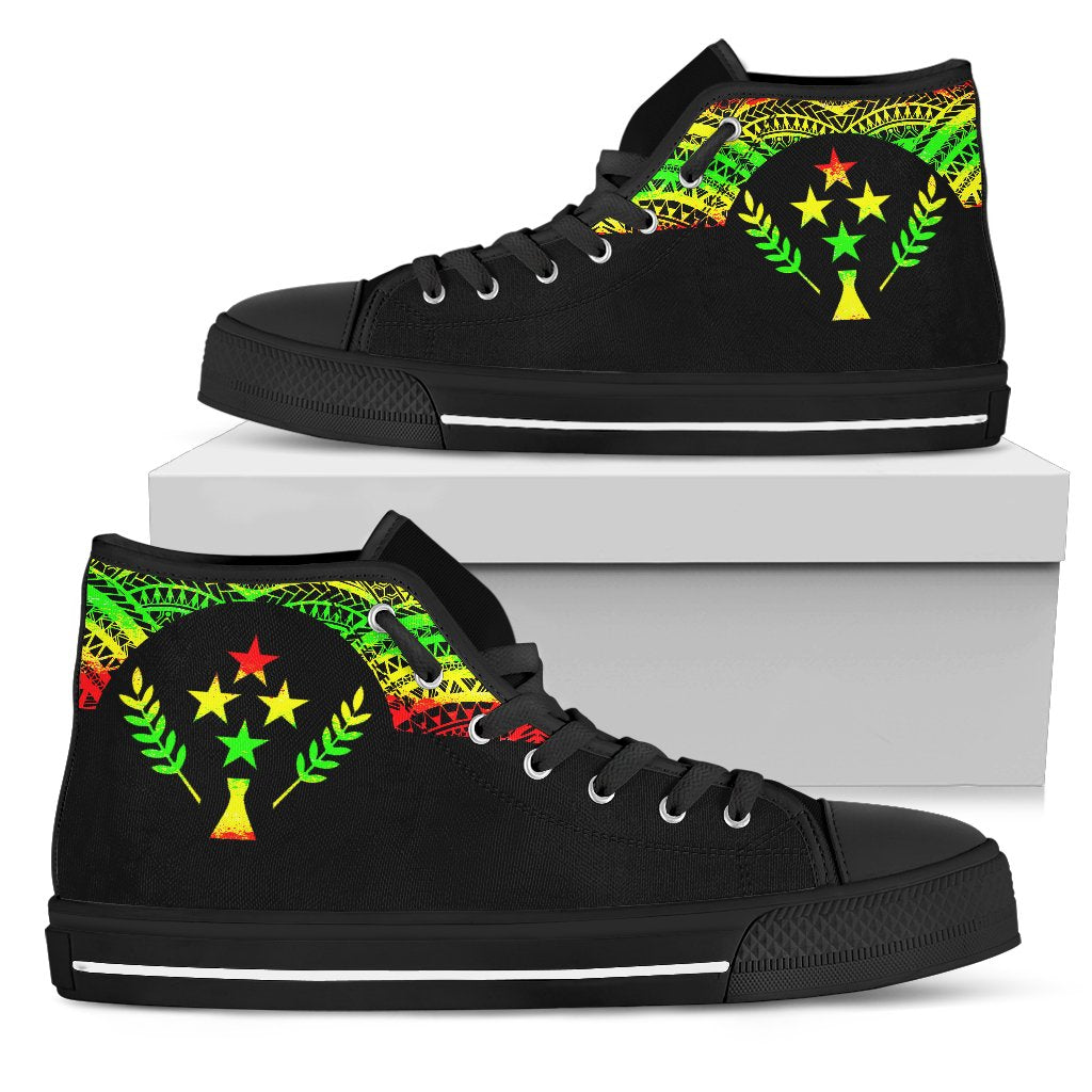 Kosrae High Top Shoes - Micronesian Reggae Style Unisex Black - Polynesian Pride