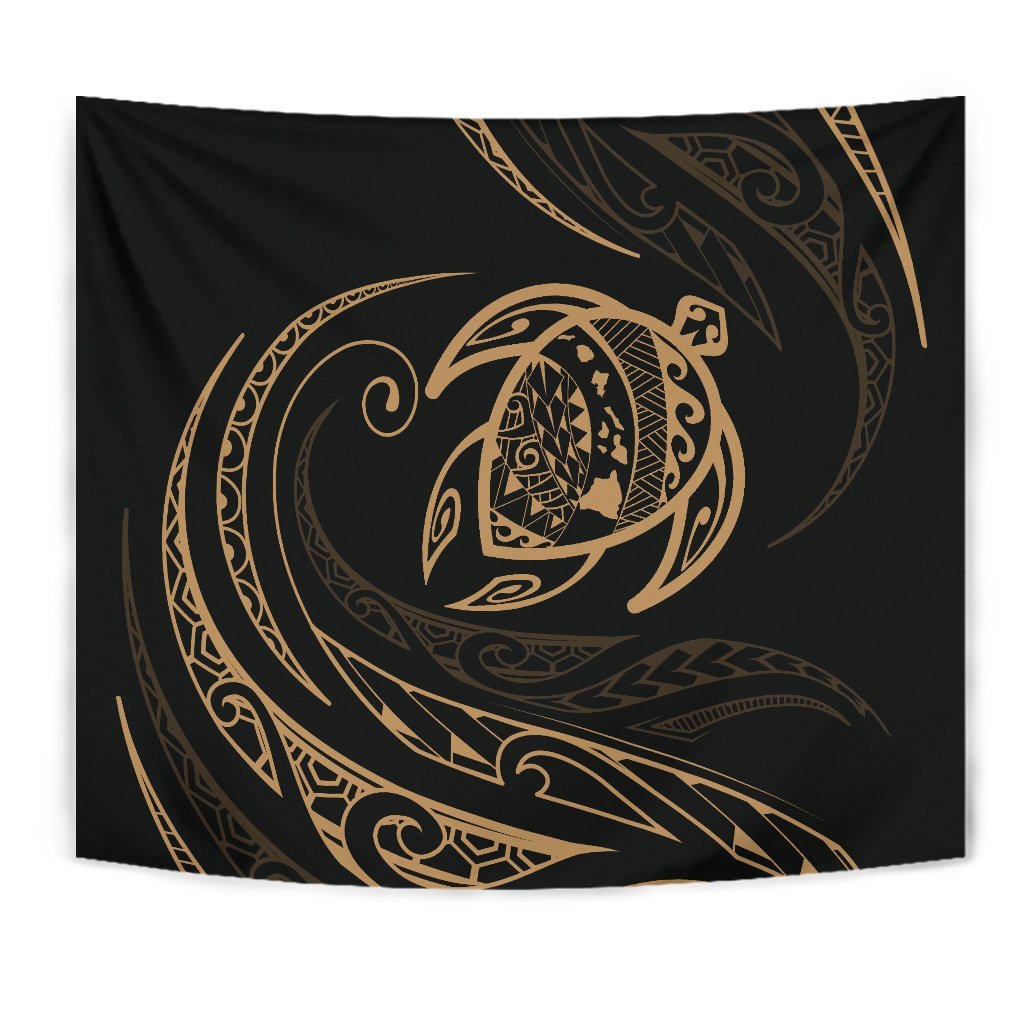 Hawaii Turtle Tapestry - Gold - Frida Style - Polynesian Pride